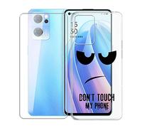 KJYF Protective Case Transparent Bumper TPU Cover + Screen Protector for Oppo Find X5 Lite (6.43 Inches), Film Tempered Glass Film + Silicone Shell Case Mobile Phone Case - Don't Access Me