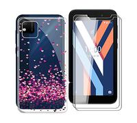 KJYF WM85 Case for Wiko Y52, 2-Piece Tempered Glass Screen Protector and Transparent Soft TPU Cover, Shockproof Silicone Case for Wiko Y52 (5.00 Inches)