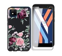 KJYF YQ12 Protective Case Black Bumper TPU Cover + 2 Pieces Screen Protector for Wiko Y52 (5.00 Inches), Tempered Glass Film + Silicone Shell Mobile Phone Case