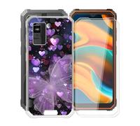 KJYFOANI Case for Blackview BV4800 SE (6.56"), with [2 x Tempered Glass Screen Protector], Clear Soft Shell Ultra-Thin [Anti-Scratch] [Anti-Yellow] Cases for Blackview BV4800 SE - Purple Butterfly