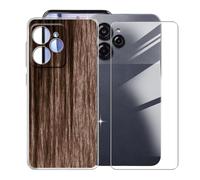 KJYFOANI Case for BLU View Speed Ultra (6.67"), with [1 x Tempered Glass Screen Protector], Clear Soft Shell Ultra-Thin [Anti-Scratch] [Anti-Yellow] Cases for - Wooden Styles