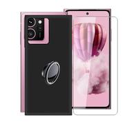 KJYFOANI Case for HMD Skyline (6.65 inches) and 1 x Tempered Glass Film, Black Soft Silicone Protective Case - Anti-Scratch Bumper Mobile Phone Case + Ring Holder for HMD Skyline - Black