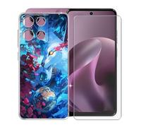 KJYFOANI Case for Motorola Moto G17 (6.72"), with [1 x Tempered Glass Screen Protector], Clear Soft Shell Ultra-Thin [Anti-Scratch] [Anti-Yellow] Cases for - Space Wolf