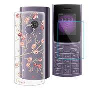 KJYFOANI Case for Nokia 110 4G 2023 (1.8"), with [1 x Tempered Glass Screen Protector], Shockproof Soft Cover [Anti-Scratch] [Anti-Yellow] Phone Case for Nokia 110 4G 2023 - Flower