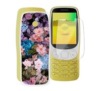KJYFOANI Case for Nokia 3210 2024 (2.40"), with [1 x Tempered Glass Screen Protector], Clear Soft Shell Ultra-Thin [Anti-Scratch] [Anti-Yellow] Cases for Nokia 3210 2024 - Flowers
