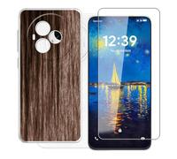 KJYFOANI Case for TCL NxtPaper 60 Ultra (7.20"), with [1 x Tempered Glass Screen Protector], Clear Soft Shell Ultra-Thin [Anti-Scratch] [Anti-Yellow] Cases for - Wooden Styles