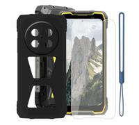 KJYFOANI Cover for Blackview Rock 2 Pro-Black+Tempered Glass | 1 Pack Tempered Glass Screen Protector,9H Hardness,HD Clear,Silicone TPU shell,6.67",Anti-Fingerprint,Anti-Slip,Anti-Scratch