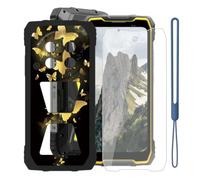 KJYFOANI Cover for Blackview Rock 2 Pro-Black+Tempered Glass-A30 | 1 Pack Tempered Glass Screen Protector,9H Hardness,HD Clear,Silicone TPU shell,6.67",Anti-Fingerprint,Anti-Slip,Anti-Scratch