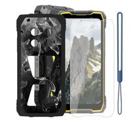 KJYFOANI Cover for Blackview Rock 2 Pro-Black+Tempered Glass-W17 | 1 Pack Tempered Glass Screen Protector,9H Hardness,HD Clear,Silicone TPU shell,6.67",Anti-Fingerprint,Anti-Slip,Anti-Scratch