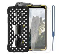 KJYFOANI Cover for Blackview Rock 2 Pro-Black+Tempered Glass-W22 | 1 Pack Tempered Glass Screen Protector,9H Hardness,HD Clear,Silicone TPU shell,6.67",Anti-Fingerprint,Anti-Slip,Anti-Scratch