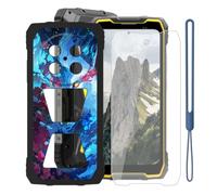 KJYFOANI Cover for Blackview Rock 2 Pro-Black+Tempered Glass-XT144 | 1 Pack Tempered Glass Screen Protector,9H Hardness,HD Clear,Silicone TPU shell,6.67",Anti-Fingerprint,Anti-Slip,Anti-Scratch