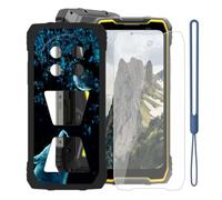 KJYFOANI Cover for Blackview Rock 2 Pro-Black+Tempered Glass-XT31 | 1 Pack Tempered Glass Screen Protector,9H Hardness,HD Clear,Silicone TPU shell,6.67",Anti-Fingerprint,Anti-Slip,Anti-Scratch