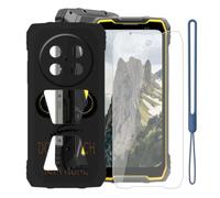KJYFOANI Cover for Blackview Rock 2 Pro-Black+Tempered Glass-XV6 | 1 Pack Tempered Glass Screen Protector,9H Hardness,HD Clear,Silicone TPU shell,6.67",Anti-Fingerprint,Anti-Slip,Anti-Scratch