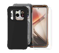 KJYFOANI Cover for Blackview Xplore X1 Case + 2 Pack Screen Protector Tempered Glass Ultra Soft Silicone bumper TPU Shell Shockproof Protection Black Phone Case (6.78") - Black