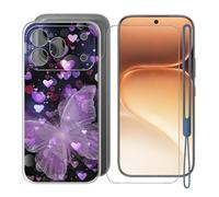 KJYFOANI Cover for Honor 600 Pro Phone Case (6.57") + Screen Protector Tempered Glass, Shockproof Protection Case, Ultra-thin Anti-Scratch Clear Soft Silicone TPU shell for - XV16
