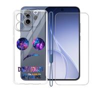 KJYFOANI Cover for Oppo Reno15c 5G Phone Case (6.57") + Screen Protector Tempered Glass, Shockproof Protection Case, Ultra-thin Anti-Scratch Clear Soft Silicone TPU shell for - Don't touch