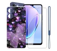 KJYFOANI Cover for Vivo T5 Lite 5G-Transparent+Tempered Glass-XV16