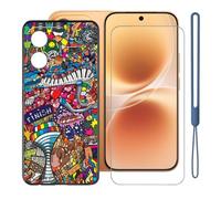 KJYFOANI Cover for Vivo X300 E-Black+Tempered Glass-WB85