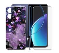 KJYFOANI Cover for Vivo Y60 Phone Case (6.74") + Screen Protector Tempered Glass, Shockproof Protection Case, Ultra-thin Anti-Scratch Clear Soft Silicone TPU shell- XV16