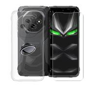 KJYFOANI for Blackview Fort 1 (6.56") Case + 1 x Tempered Glass Screen Protector, Transparent Soft Silicone TPU Shockproof Shell, Ultra-Thin Back Cover with Ring Kickstand - Claer