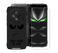 KJYFOANI for Blackview Fort 1 (6.56") Phone Case with Tempered Glass Screen Protector, Black Soft Silicone Shockproof Shell, Anti-Scratch Back Cover for - Don't Touch Me