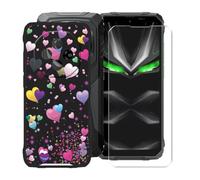 KJYFOANI for Blackview Fort 1 (6.56") Phone Case with Tempered Glass Screen Protector, Black Soft Silicone Shockproof Shell, Anti-Scratch Back Cover for - Romance