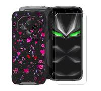 KJYFOANI for Blackview Fort 1 (6.56") Phone Case with Tempered Glass Screen Protector, Black Soft Silicone Shockproof Shell, Anti-Scratch Back Cover for - XT105