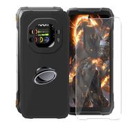 KJYFOANI for Blackview Oscal Tank 1 (6.78") Case + 1 x Tempered Glass Screen Protector, Black Soft Silicone TPU Shockproof Shell, Ultra-Thin Back Cover with Ring Kickstand - Black