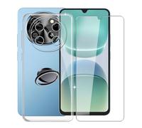 KJYFOANI for Blackview Oscal Tiger 8 (6.88") Case + 1 x Tempered Glass Screen Protector, Transparent Soft Silicone TPU Shockproof Shell, Ultra-Thin Back Cover with Ring Kickstand - Claer