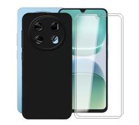 KJYFOANI for Blackview Oscal Tiger 8 (6.88") Phone Case with 2 x Tempered Glass Screen Protector, Black Soft TPU Shockproof Shell, Ultra-Thin Anti-Scratch Back Cover for - Black