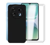 KJYFOANI for Blackview Oscal Tiger 8 (6.88") Phone Case with 3 x Tempered Glass Screen Protector, Black Soft TPU Shockproof Shell, Ultra-Thin Anti-Scratch Back Cover for - Black