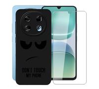 KJYFOANI for Blackview Oscal Tiger 8 (6.88") Phone Case with Tempered Glass Screen Protector, Black Soft Silicone Shockproof Shell, Anti-Scratch Back Cover for - Don't Touch Me
