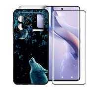 KJYFOANI for BLU Bold N4 (6.78") Phone Case with Tempered Glass Screen Protector, Black Soft Silicone Shockproof Shell, Anti-Scratch Back Cover for - Night