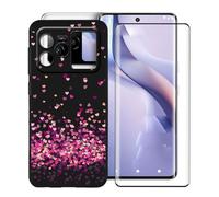 KJYFOANI for BLU Bold N4 (6.78") Phone Case with Tempered Glass Screen Protector, Black Soft Silicone Shockproof Shell, Anti-Scratch Back Cover for - Little Heart