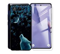 KJYFOANI for BLU G95 (6.70") Phone Case with Tempered Glass Screen Protector, Black Soft Silicone Shockproof Shell, Anti-Scratch Back Cover for - Night