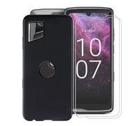 KJYFOANI for Crosscall Stellar M6 (6.1") Phone Case with 2 x Tempered Glass Screen Protector, Black Soft TPU Shockproof Shell, Ultra-Thin Anti-Scratch Back Cover for - Black