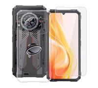 KJYFOANI for Cubot KingKong 11 (6.72") Case + 1 x Tempered Glass Screen Protector, Transparent Soft Silicone TPU Shockproof Shell, Ultra-Thin Back Cover with Ring Kickstand - Claer