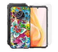 KJYFOANI for Cubot KingKong 11 (6.72") Phone Case with Tempered Glass Screen Protector, Black Soft Silicone Shockproof Shell, Anti-Scratch Back Cover for - Colorful Freedom