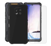 KJYFOANI for Cubot KingKong ES 3 (6.75") Phone Case with Tempered Glass Screen Protector, Black Soft Silicone Shockproof Shell, Anti-Scratch Back Cover for - Black