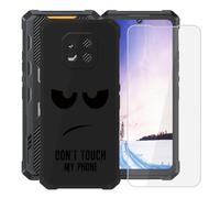 KJYFOANI for Cubot KingKong ES 3 (6.75") Phone Case with Tempered Glass Screen Protector, Black Soft Silicone Shockproof Shell, Anti-Scratch Back Cover for - Don't Touch Me