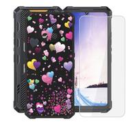 KJYFOANI for Cubot KingKong ES 3 (6.75") Phone Case with Tempered Glass Screen Protector, Black Soft Silicone Shockproof Shell, Anti-Scratch Back Cover for - Romance