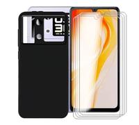 KJYFOANI for Cubot P90 (6.88") Phone Case with 4 x Tempered Glass Screen Protector, Black Soft TPU Shockproof Shell, Ultra-Thin Anti-Scratch Back Cover for - Black