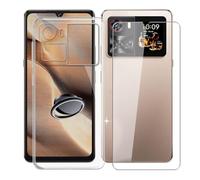 KJYFOANI for Cubot X100 (6.88") Case + 1 x Tempered Glass Screen Protector, Transparent Soft Silicone TPU Shockproof Shell, Ultra-Thin Back Cover with Ring Kickstand - Claer