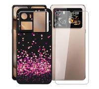 KJYFOANI for Cubot X100 (6.88") Phone Case with Tempered Glass Screen Protector, Black Soft Silicone Shockproof Shell, Anti-Scratch Back Cover for - Little Heart