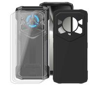 KJYFOANI for Doogee Blade20 Play (6.60") Phone Case with 3 x Tempered Glass Screen Protector, Black Soft TPU Shockproof Shell, Ultra-Thin Anti-Scratch Back Cover for - Black