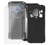 KJYFOANI for Doogee Blade20 Play (6.60") Phone Case with 4 x Tempered Glass Screen Protector, Black Soft TPU Shockproof Shell, Ultra-Thin Anti-Scratch Back Cover for - Black