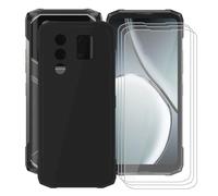 KJYFOANI for Doogee Blade20 Ultra (6.60") Phone Case with 3 x Tempered Glass Screen Protector, Black Soft TPU Shockproof Shell, Ultra-Thin Anti-Scratch Back Cover for - Black