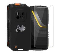 KJYFOANI for Doogee Fire 3 Ultra (5.50") Case + 1 x Tempered Glass Screen Protector, Black Soft Silicone TPU Shockproof Shell, Ultra-Thin Back Cover with Ring Kickstand - Black