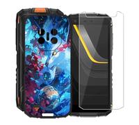 KJYFOANI for Doogee Fire 3 Ultra (5.50") Phone Case with Tempered Glass Screen Protector, Black Soft Silicone Shockproof Shell, Anti-Scratch Back Cover for - Space Wolf