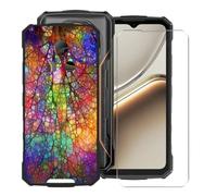 KJYFOANI for Doogee Fire 7 (6.56") Phone Case with Tempered Glass Screen Protector, Black Soft Silicone Shockproof Shell, Anti-Scratch Back Cover for - XT45